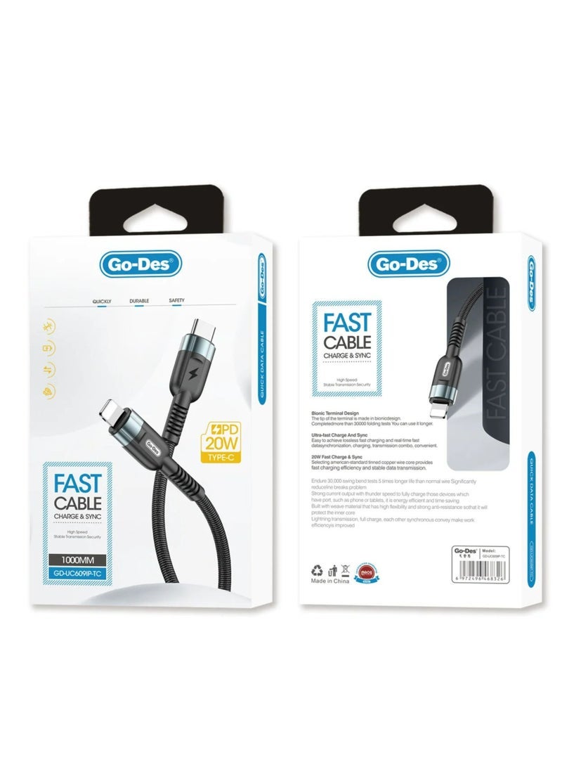 GO-DES charging cable nylon braided aluminum alloy usb cable mobile phone fast charging usb data cable type C micro for iphone - Image 2