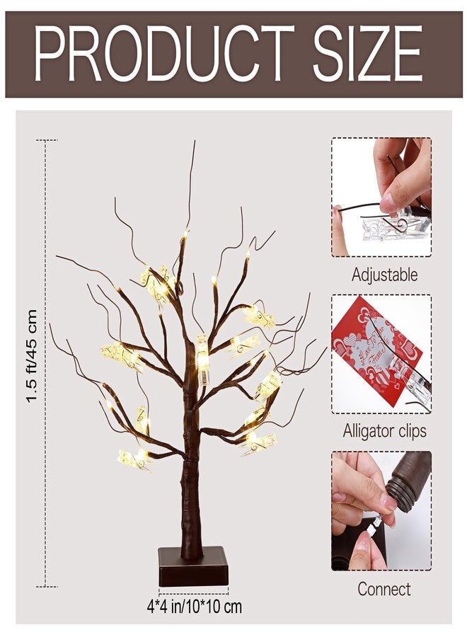 Mudder Money Holder Tree Present Card Holder with 12 Clear Clips LED Birch Twig Lights Tabletop Display Tree for Christmas, Valentines, Memo, Photo, Wedding(Classic Style,Brown, Warm White) - Image 2