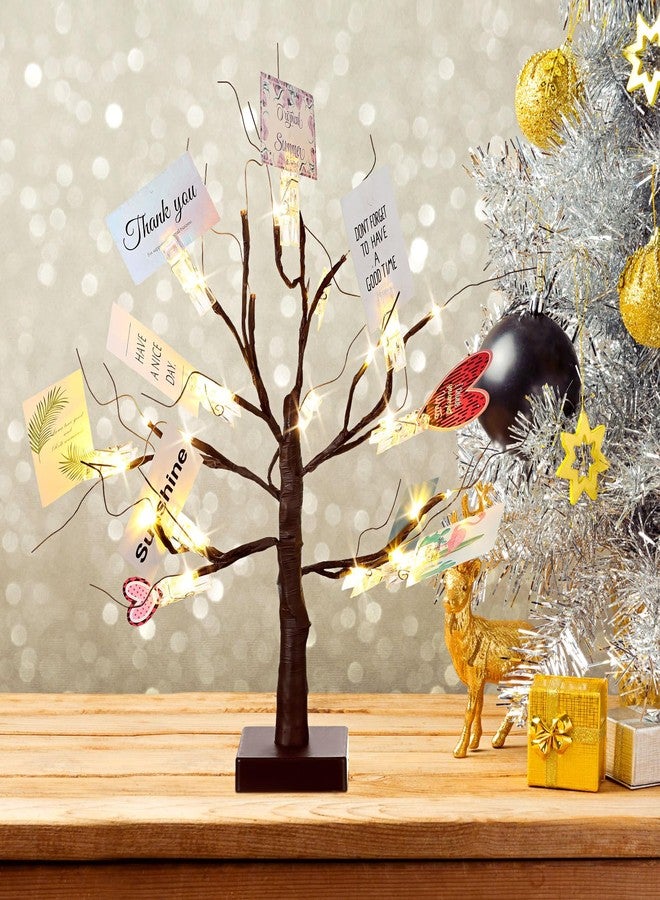 Mudder Money Holder Tree Present Card Holder with 12 Clear Clips LED Birch Twig Lights Tabletop Display Tree for Christmas, Valentines, Memo, Photo, Wedding(Classic Style,Brown, Warm White) - Image 4
