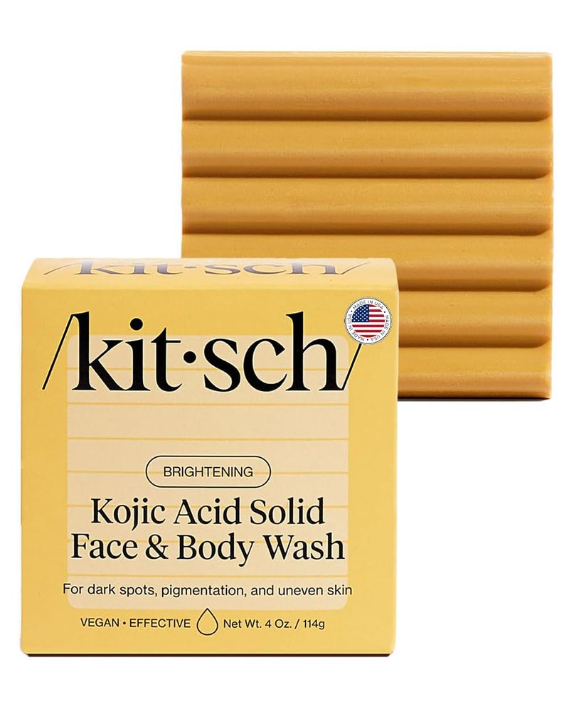 Kitsch Kojic Acid Soap  Brightening Soap with Turmeric Hyaluronic Acid  Shea Butter for Even Skin Tone Reduces Dark Spots Hydrates  Nourishes Paraben  SulfateFree  Made in the USA