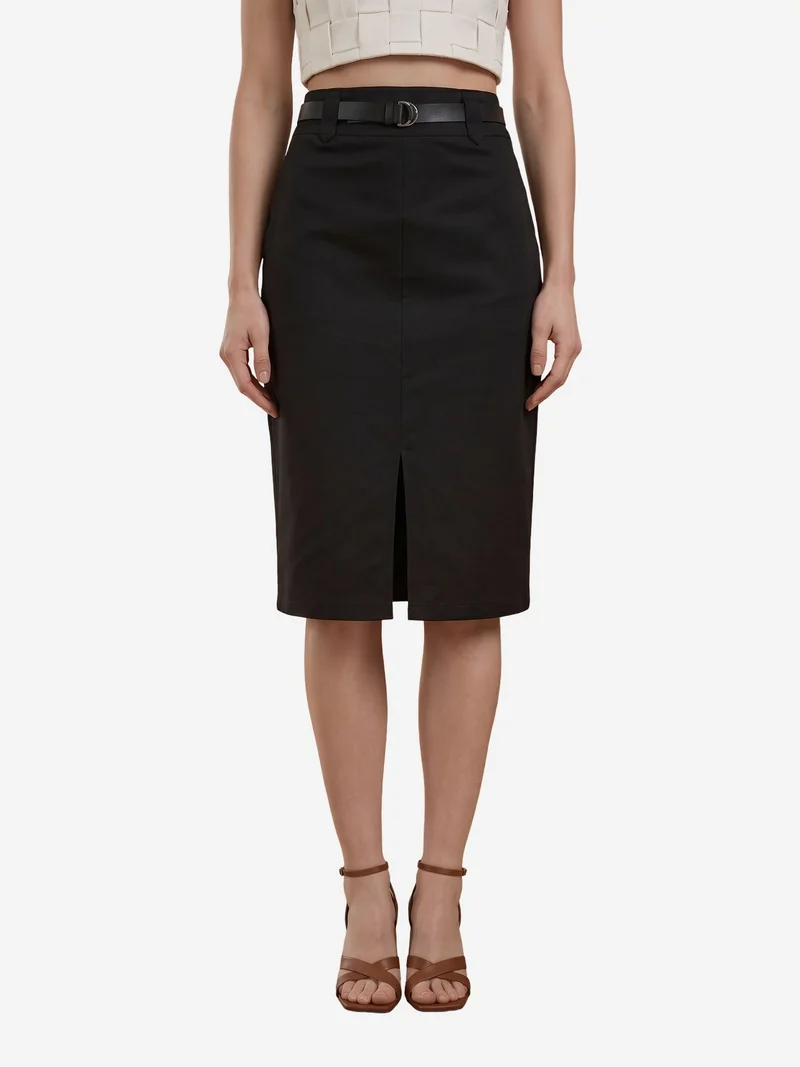 ماي فاشن MY FASHION High-Waist Midi Pencil Skirt with Slit