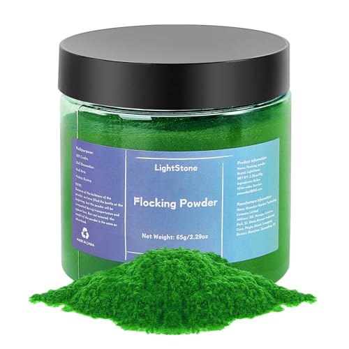 LightStone 65g Flocking Powder - Velvet Fibers - Flocking Powder for Crafts/Taba Squishy/Nails Art/Doll Decorations/DIY Scenery (Green) - Image 1