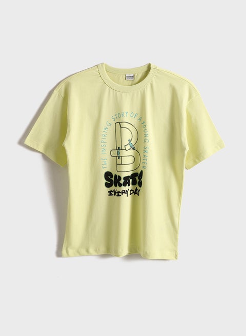 طاقم الرقبة المطبوعة الصبي تي شيرت الصيف