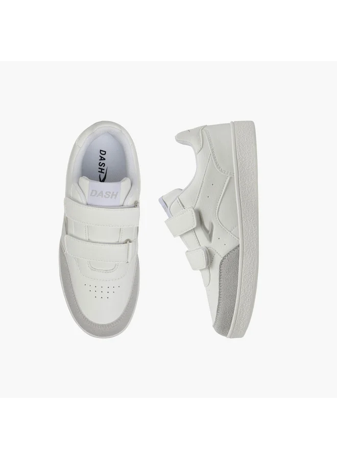 Dash Boys Logo Detail Sneakers with Hook and Loop Closure