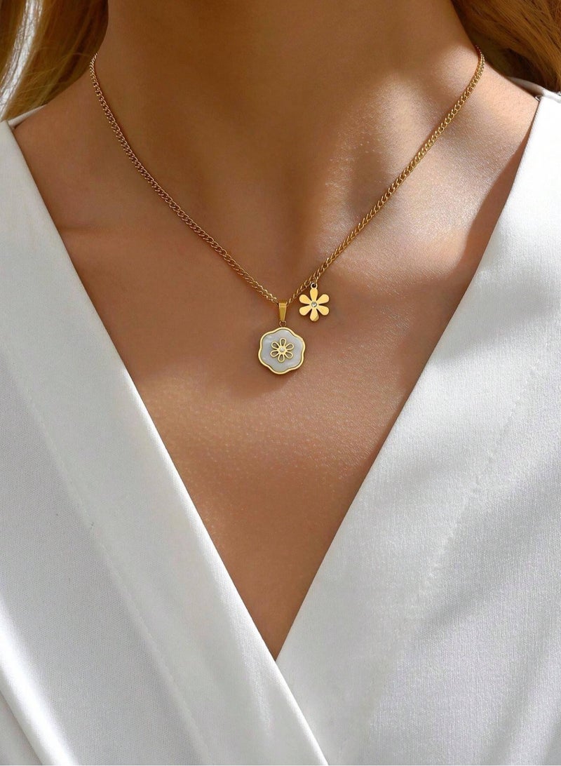 إيكوال سلسال نسائي مصنوع من الاستانلس ستيل مطلي باللون الذهبي - Image 1