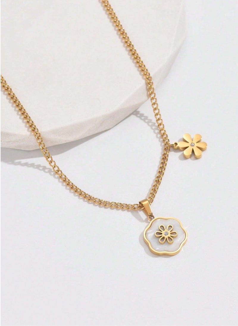 إيكوال سلسال نسائي مصنوع من الاستانلس ستيل مطلي باللون الذهبي - Image 2