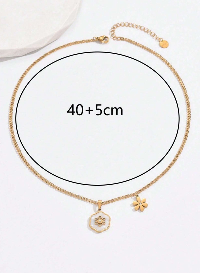 إيكوال سلسال نسائي مصنوع من الاستانلس ستيل مطلي باللون الذهبي - Image 4