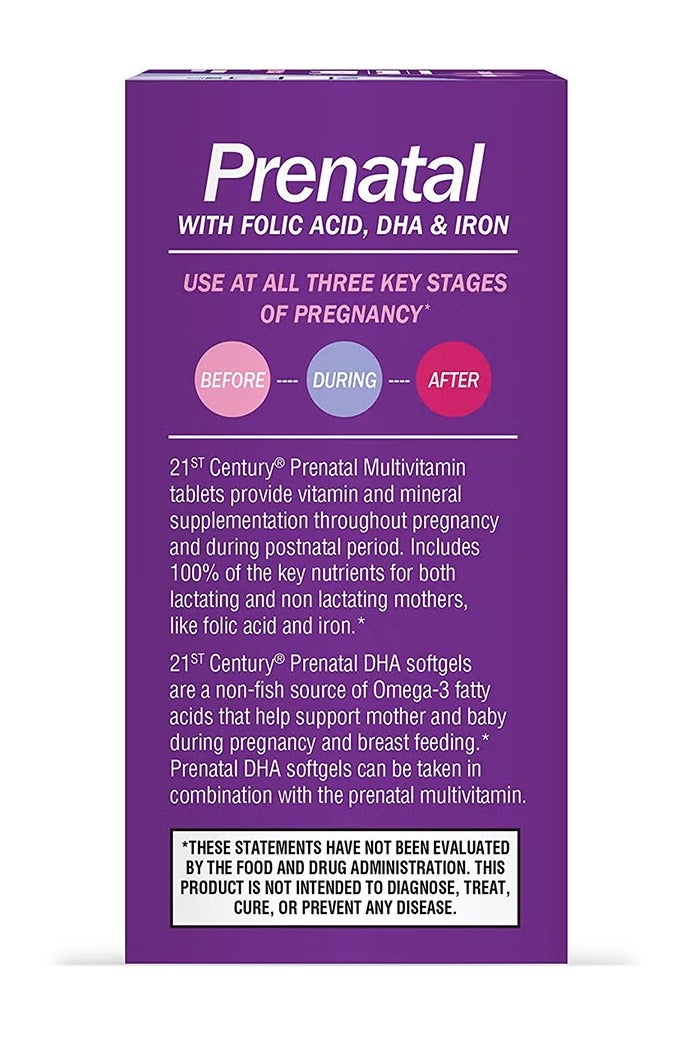 21st Century Prenatal Multivitamin + DHA 30 Tablets And 30 Softgels - Image 4