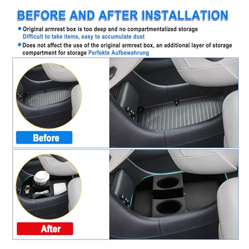 SHAOHAO for 2026 Hyundai Palisade Lower Organizer for 2026 Hyundai Palisade Accessories Under Console Organizer Tray, 2026 Palisade LX3 Buttom Insert Stoage Box with Cup Holder (Only for 7-Seat) - Image 3