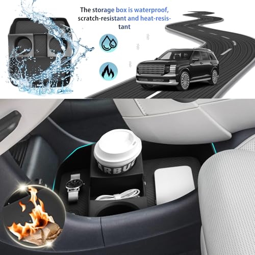 SHAOHAO for 2026 Hyundai Palisade Lower Organizer for 2026 Hyundai Palisade Accessories Under Console Organizer Tray, 2026 Palisade LX3 Buttom Insert Stoage Box with Cup Holder (Only for 7-Seat) - Image 2