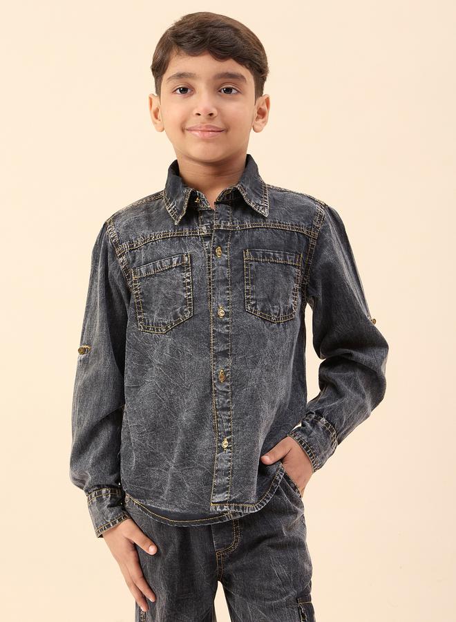 Stylo Bug Washed Finish Long Sleeve Shirt with Pocket Detail - Image 2