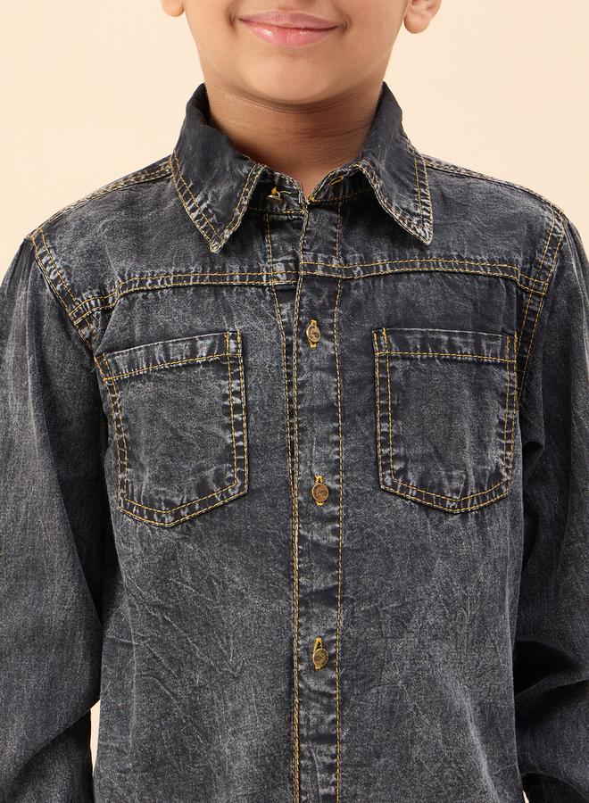 Stylo Bug Washed Finish Long Sleeve Shirt with Pocket Detail - Image 5