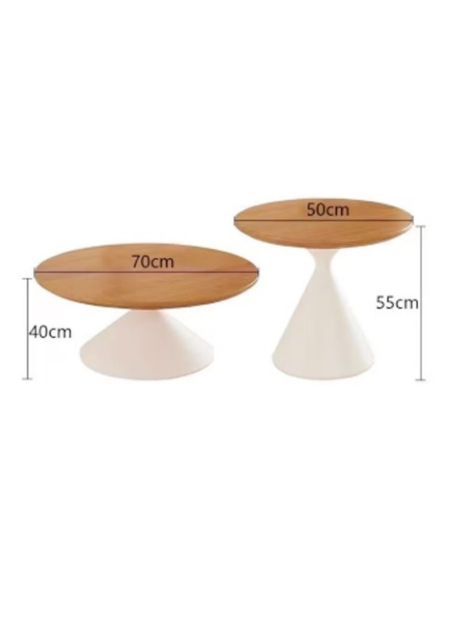 C&C Home Set of 2 Multipurpose Modern Design Nested Coffee Tables Strong Base Side Tables Round Edges Center Table for Living Room Home Office 70x40 and 50x55 cm