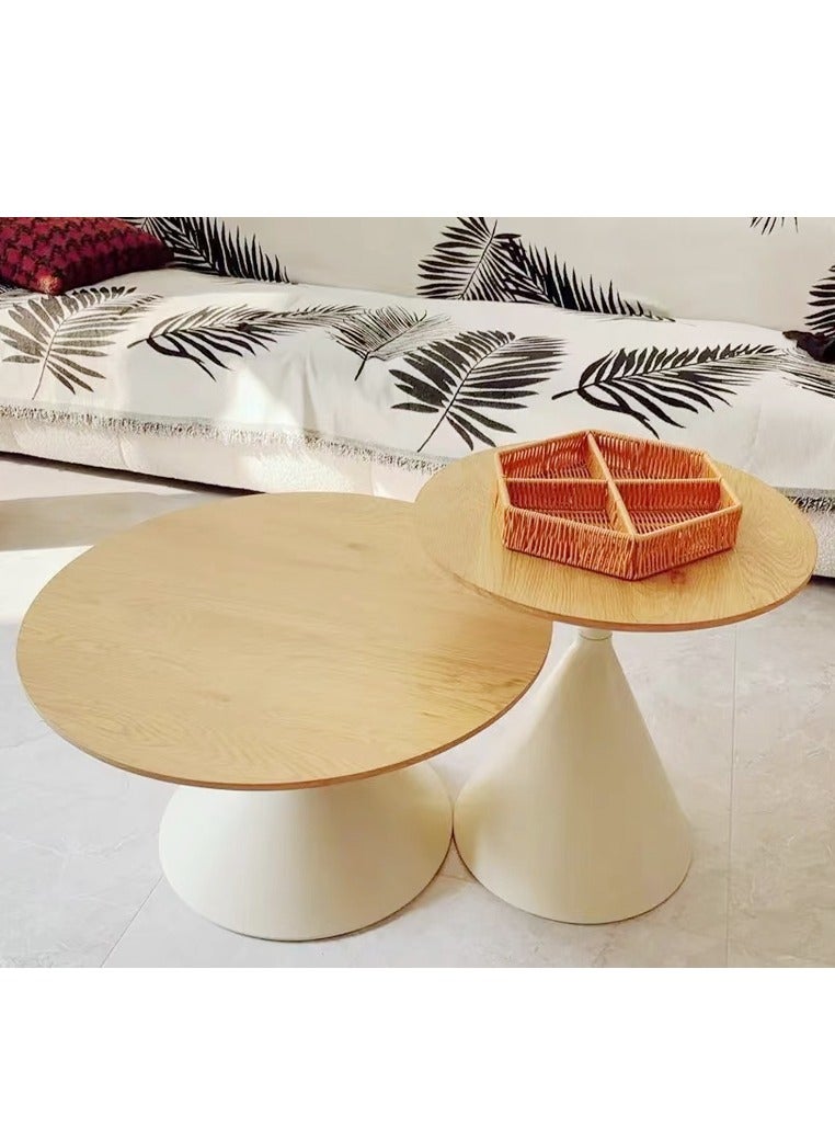 C&C Home Set of 2 Multipurpose Modern Design Nested Coffee Tables Strong Base Side Tables Round Edges Center Table for Living Room Home Office 70x40 and 50x55 cm