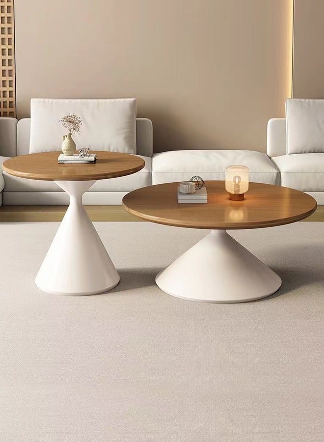 C&C Home Set of 2 Multipurpose Modern Design Nested Coffee Tables Strong Base Side Tables Round Edges Center Table for Living Room Home Office 70x40 and 50x55 cm