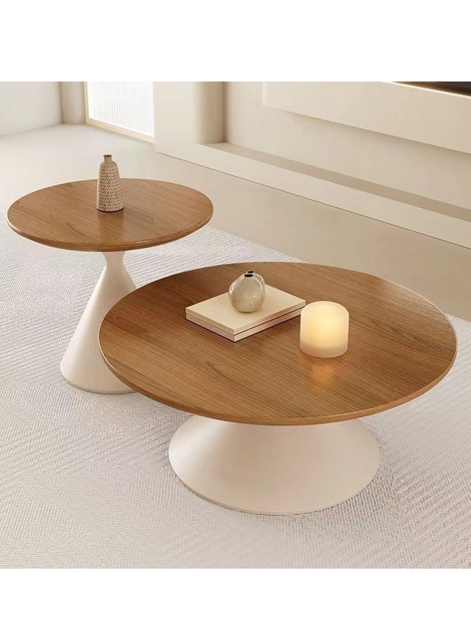 C&C Home Set of 2 Multipurpose Modern Design Nested Coffee Tables Strong Base Side Tables Round Edges Center Table for Living Room Home Office 70x40 and 50x55 cm