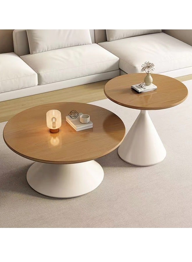 C&C Home Set of 2 Multipurpose Modern Design Nested Coffee Tables Strong Base Side Tables Round Edges Center Table for Living Room Home Office 70x40 and 50x55 cm