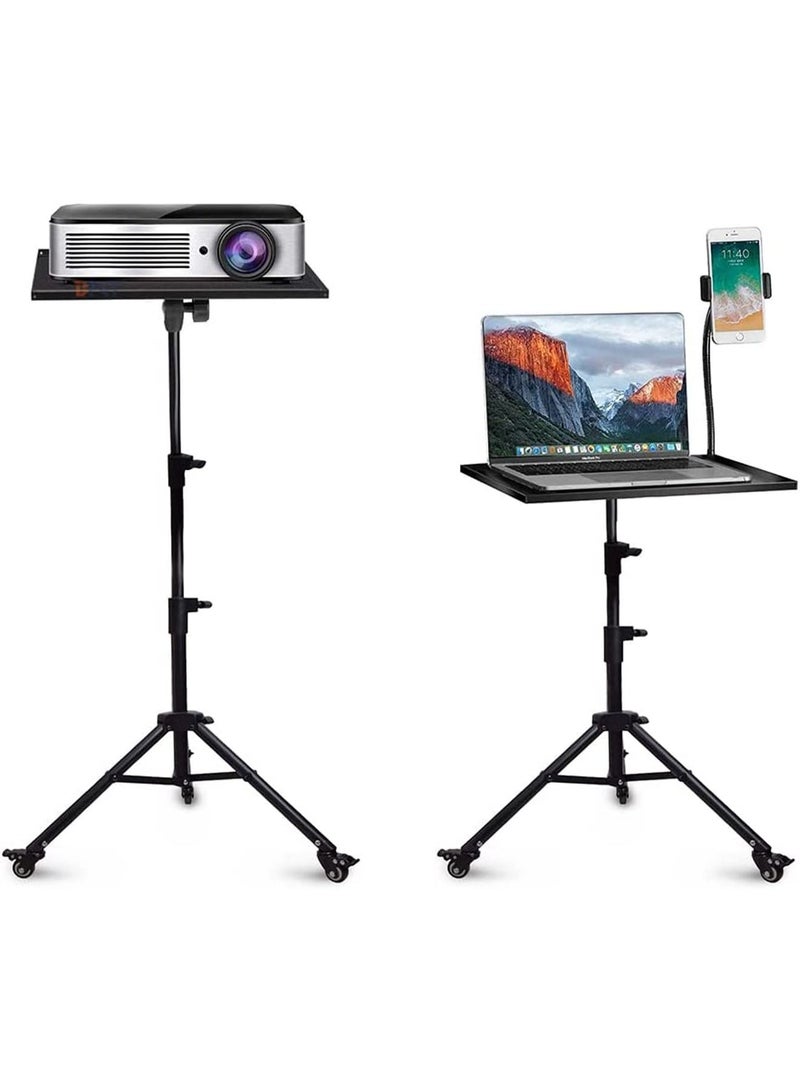 GT-Wheel Laptop Projector Floor Tripod Stand with Mouse Pallet & Phone Holder Adjustable Height  - Image 3