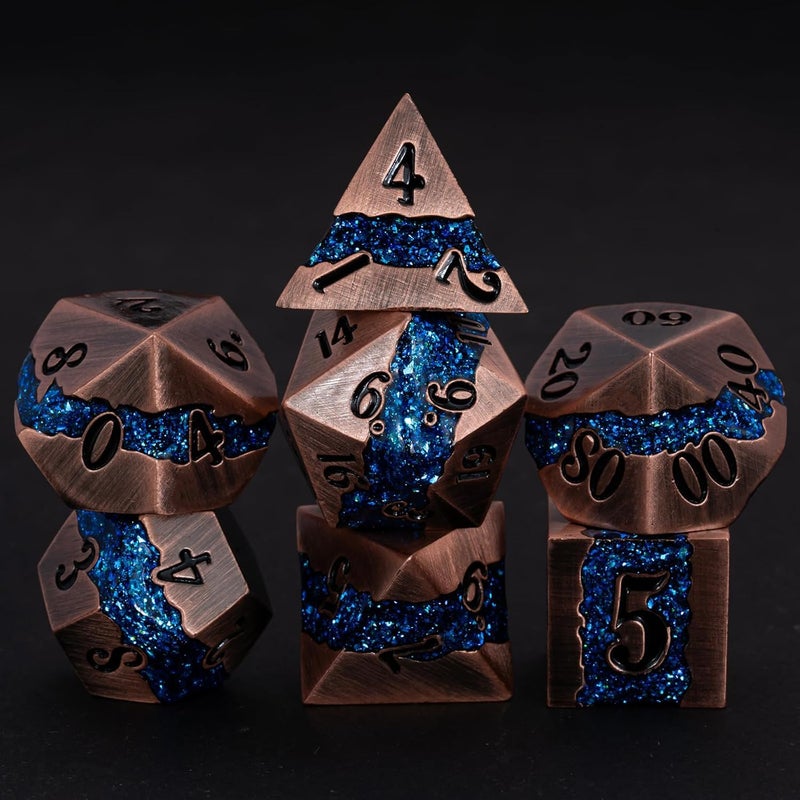 Maywin Metal DND Dice Set 7PCS Polyhedral Metal Dice with Galaxy Glitter Inlay Heavy RPG Dice Set for Dungeons and Dragons Pathfinder Tabletop Games - Image 3