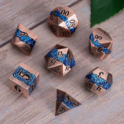 Maywin Metal DND Dice Set 7PCS Polyhedral Metal Dice with Galaxy Glitter Inlay Heavy RPG Dice Set for Dungeons and Dragons Pathfinder Tabletop Games - Image 5