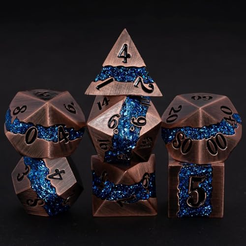 Maywin Metal DND Dice Set 7PCS Polyhedral Metal Dice with Galaxy Glitter Inlay Heavy RPG Dice Set for Dungeons and Dragons Pathfinder Tabletop Games - Image 1