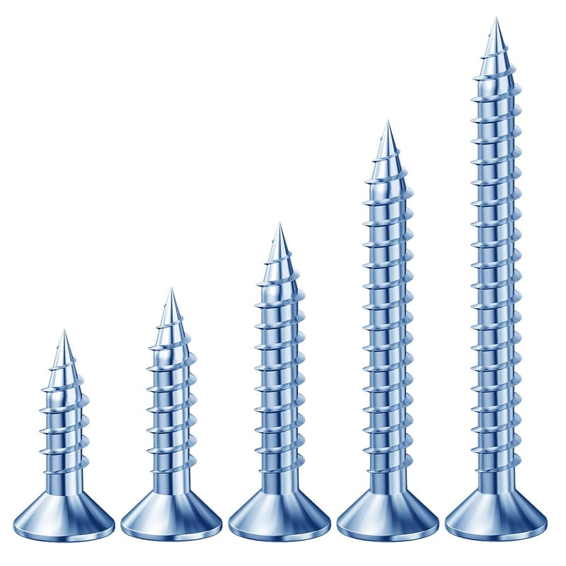 Wensilon (150Pcs) Zinc Wood Screw Quick Metal Self Tapping Flat Head with Drywall Plastic Anchors kit - Image 2