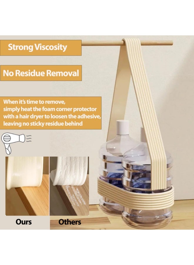 وانغبانغزي شريط حماية الحواف من الفوم بعرض إضافي 200 سم × 8 سم، شريط ضد الصدمات ذاتي اللصق للأطفال، واقيات زوايا مقاومة للماء، حماية زوايا الأثاث للطاولة/الكرسي/السرير (بني) - Image 4