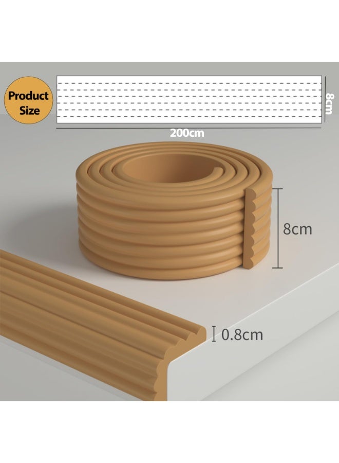 وانغبانغزي شريط حماية الحواف من الفوم بعرض إضافي 200 سم × 8 سم، شريط ضد الصدمات ذاتي اللصق للأطفال، واقيات زوايا مقاومة للماء، حماية زوايا الأثاث للطاولة/الكرسي/السرير (بني) - Image 2