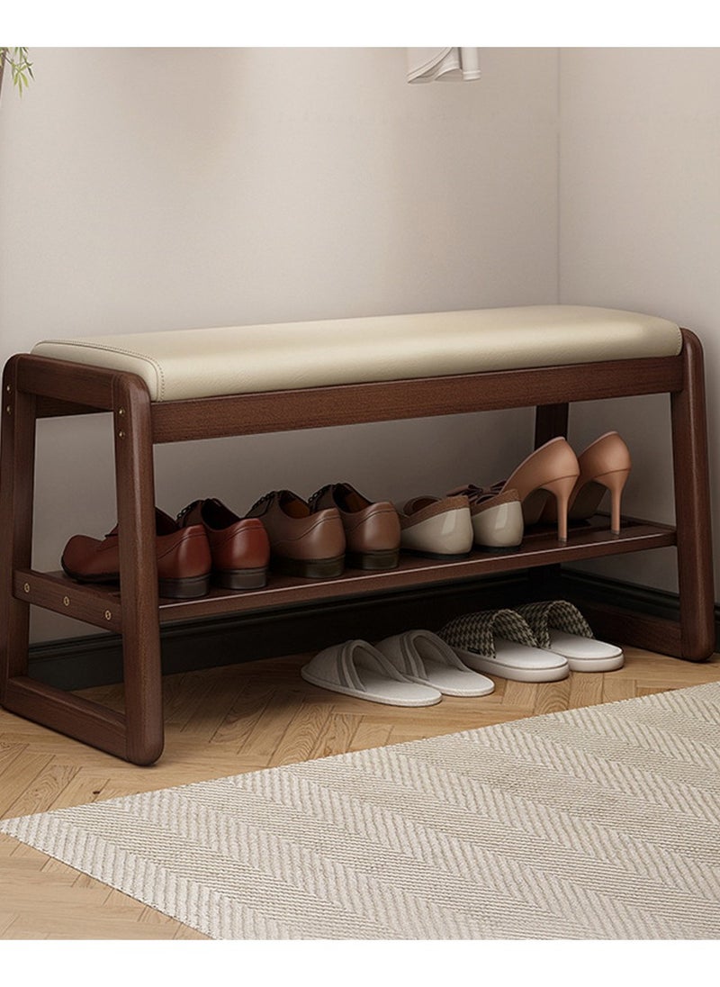 CityRiya-Long Shoe Bench 2-Tier Shoe Rack Organizer for Closet 80cm White Wooden Shoe Cabinet Shoe Storage Shelf Shoe Storage Entryway Bench Rack Home Shoe Organizer for Entryway Hallway Bedroom Living Room  - Image 1