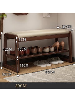 CityRiya-Long Shoe Bench 2-Tier Shoe Rack Organizer for Closet 80cm White Wooden Shoe Cabinet Shoe Storage Shelf Shoe Storage Entryway Bench Rack Home Shoe Organizer for Entryway Hallway Bedroom Living Room  - Image 2