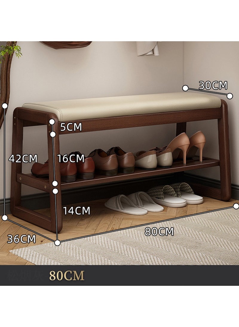 CityRiya-Long Shoe Bench 2-Tier Shoe Rack Organizer for Closet 80cm White Wooden Shoe Cabinet Shoe Storage Shelf Shoe Storage Entryway Bench Rack Home Shoe Organizer for Entryway Hallway Bedroom Living Room  - Image 2