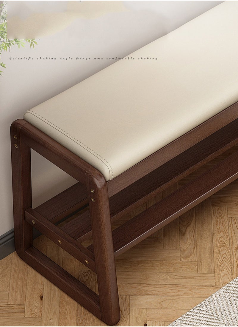 CityRiya-Long Shoe Bench 2-Tier Shoe Rack Organizer for Closet 80cm White Wooden Shoe Cabinet Shoe Storage Shelf Shoe Storage Entryway Bench Rack Home Shoe Organizer for Entryway Hallway Bedroom Living Room  - Image 5