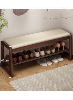 CityRiya-Long Shoe Bench 2-Tier Shoe Rack Organizer for Closet 80cm White Wooden Shoe Cabinet Shoe Storage Shelf Shoe Storage Entryway Bench Rack Home Shoe Organizer for Entryway Hallway Bedroom Living Room  - Image 3