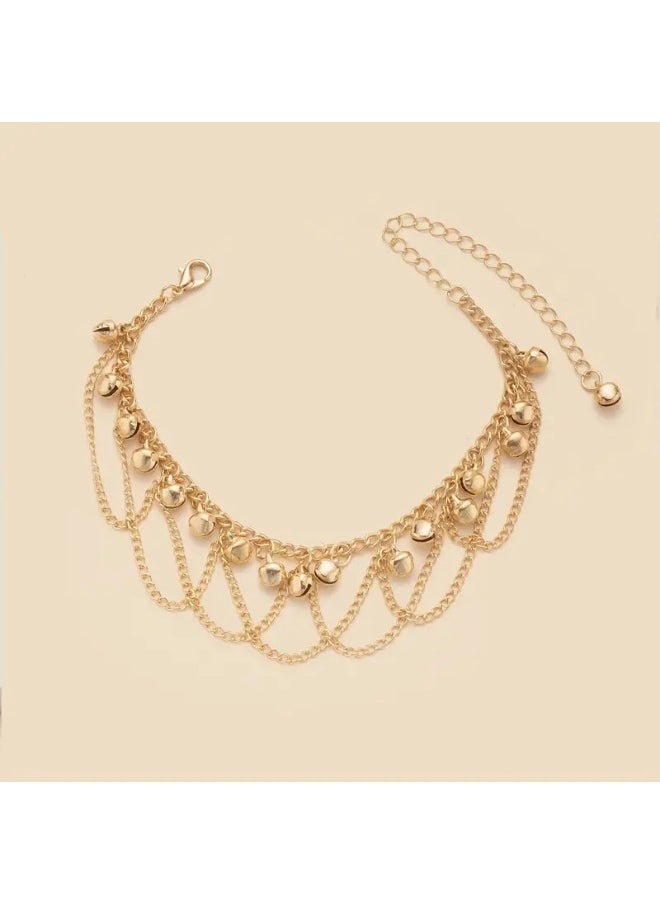 Generic Boho Gold Tassel Bell Anklet for Women | Stylish Beach Foot Jewelry | Summer Fashion Layered Anklet | Festival & Holiday Gift  - Image 3