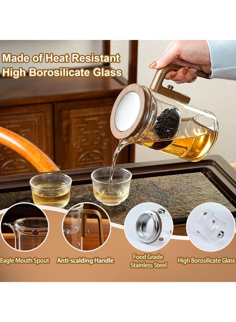 Enchanti Tea Pot, Glass Teapot with Infuser,Enchanted Tea Kettle with Strainer for Water Separation, Magical Push Control Tea pot for Loose Leaf & Herbal Teas -600ML - Image 3