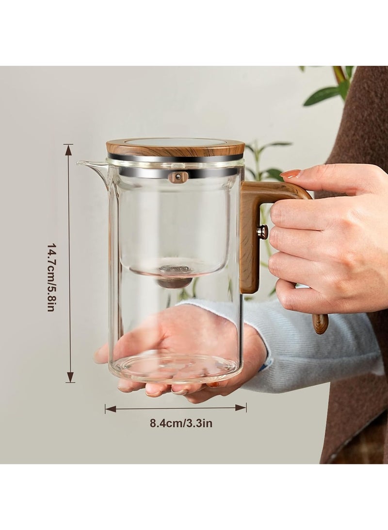 Enchanti Tea Pot, Glass Teapot with Infuser,Enchanted Tea Kettle with Strainer for Water Separation, Magical Push Control Tea pot for Loose Leaf & Herbal Teas -600ML - Image 4