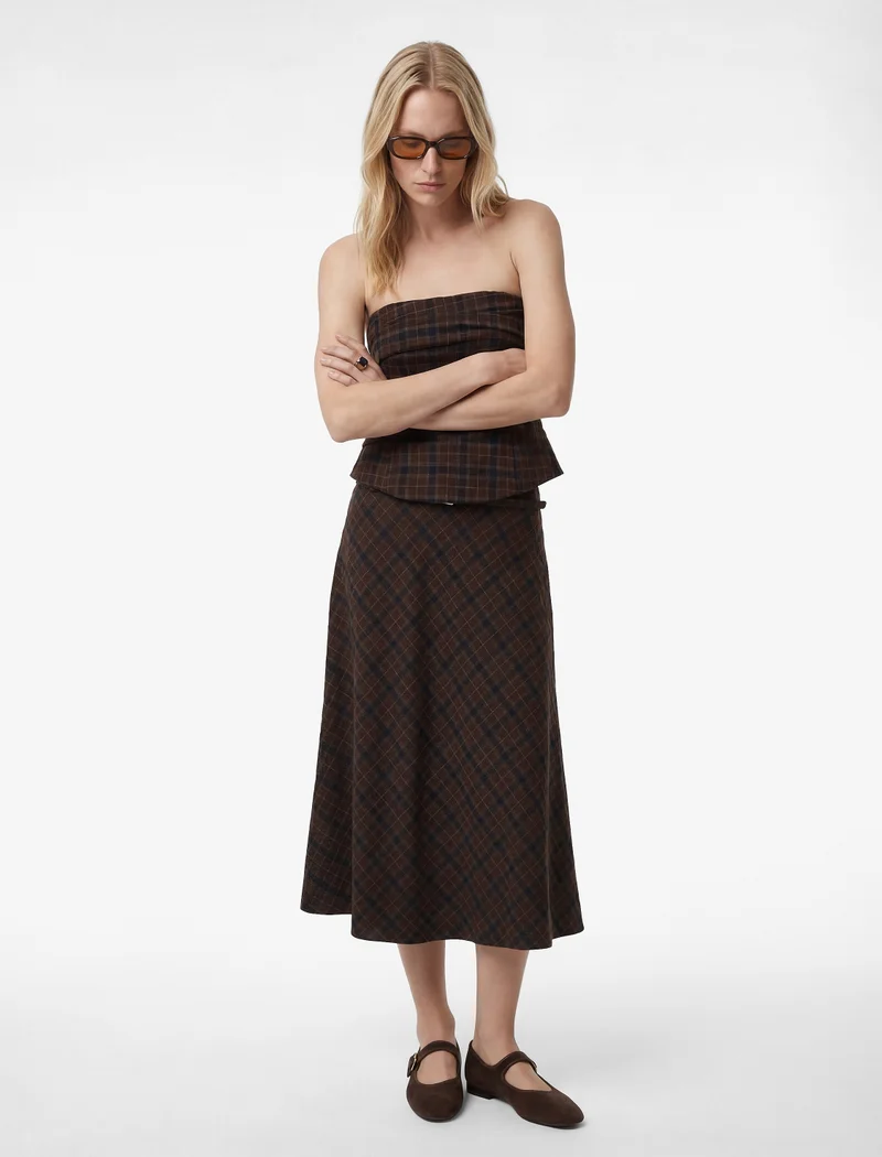KOTON Plaid Strapless Blouse