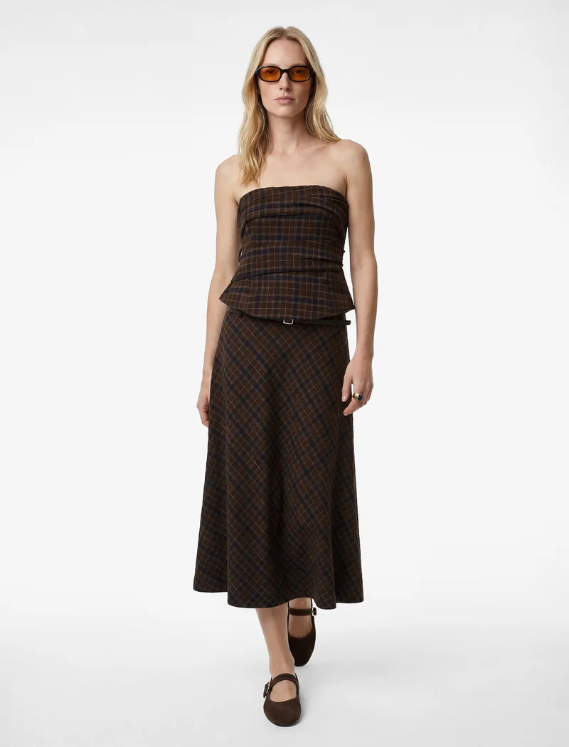 KOTON Plaid Strapless Blouse