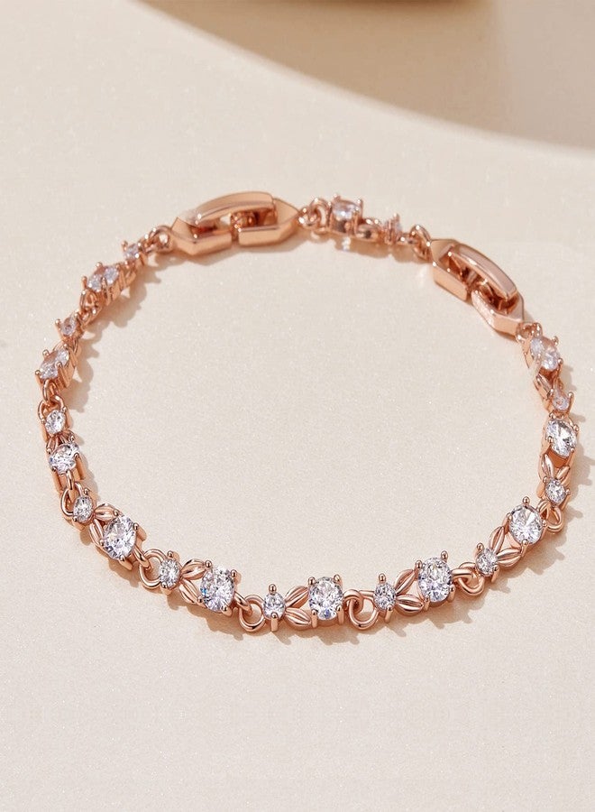 WOSTU 14K Gold Plated 3mm Cubic Zirconia Classic Adjustable Tennis Bracelet |Gold Bracelets for Women |Bride Bracelet for Wedding|Size 6.5-8 Inch - Image 4