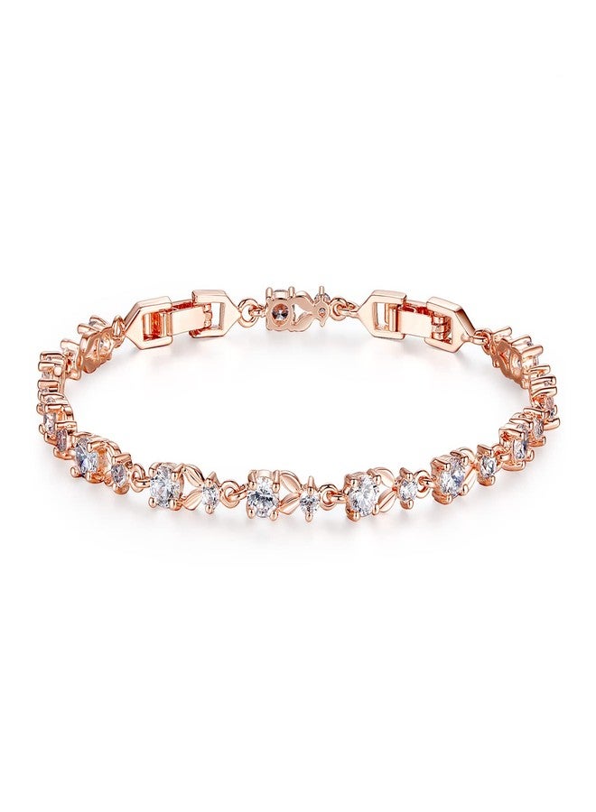 WOSTU 14K Gold Plated 3mm Cubic Zirconia Classic Adjustable Tennis Bracelet |Gold Bracelets for Women |Bride Bracelet for Wedding|Size 6.5-8 Inch - Image 1