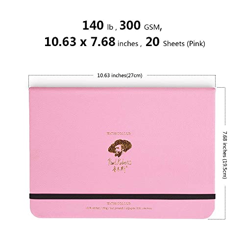 Paul Rubens Watercolor Paper Block, Artist Quality Hot Pressed Paper for Watercolors and Wet Media Block, 100 Percent Cotton, 10.63 x 7.68 inches, 140lb, 20 Sheets (Pink) - Image 4