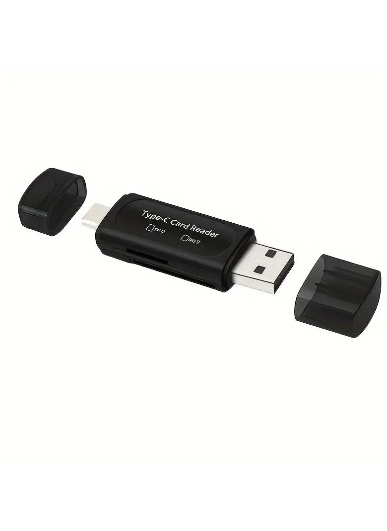 Home Clearance Sale SD Card Reader, 4-in-1 USB C SD Card Reader Dual Slot OTG Memory Card Adapter for TF/Micro SD/SD/SDXC/Micro SDXC/Micro SDHC Memory Cards (Black)  - Image 1