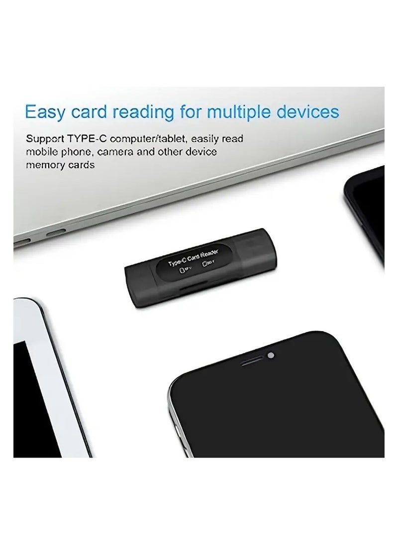Home Clearance Sale SD Card Reader, 4-in-1 USB C SD Card Reader Dual Slot OTG Memory Card Adapter for TF/Micro SD/SD/SDXC/Micro SDXC/Micro SDHC Memory Cards (Black)  - Image 2