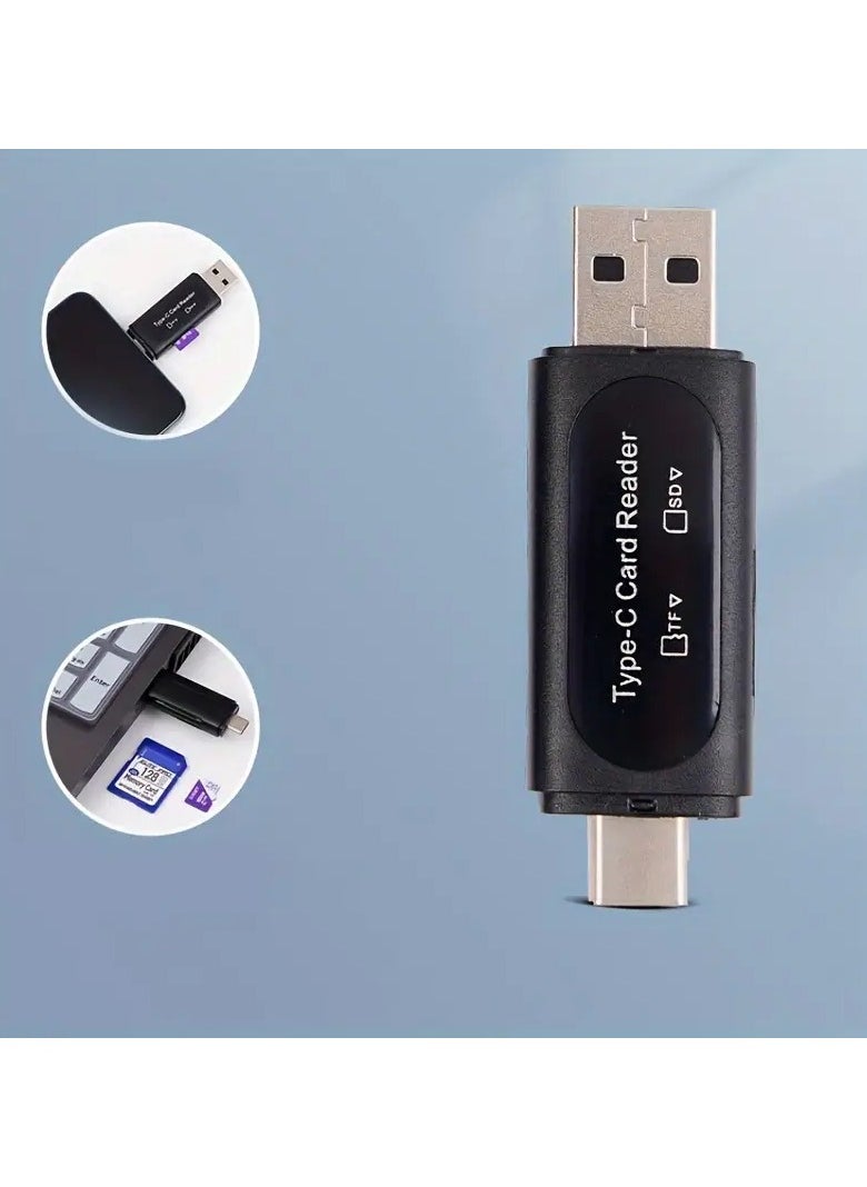 Home Clearance Sale SD Card Reader, 4-in-1 USB C SD Card Reader Dual Slot OTG Memory Card Adapter for TF/Micro SD/SD/SDXC/Micro SDXC/Micro SDHC Memory Cards (Black)  - Image 4