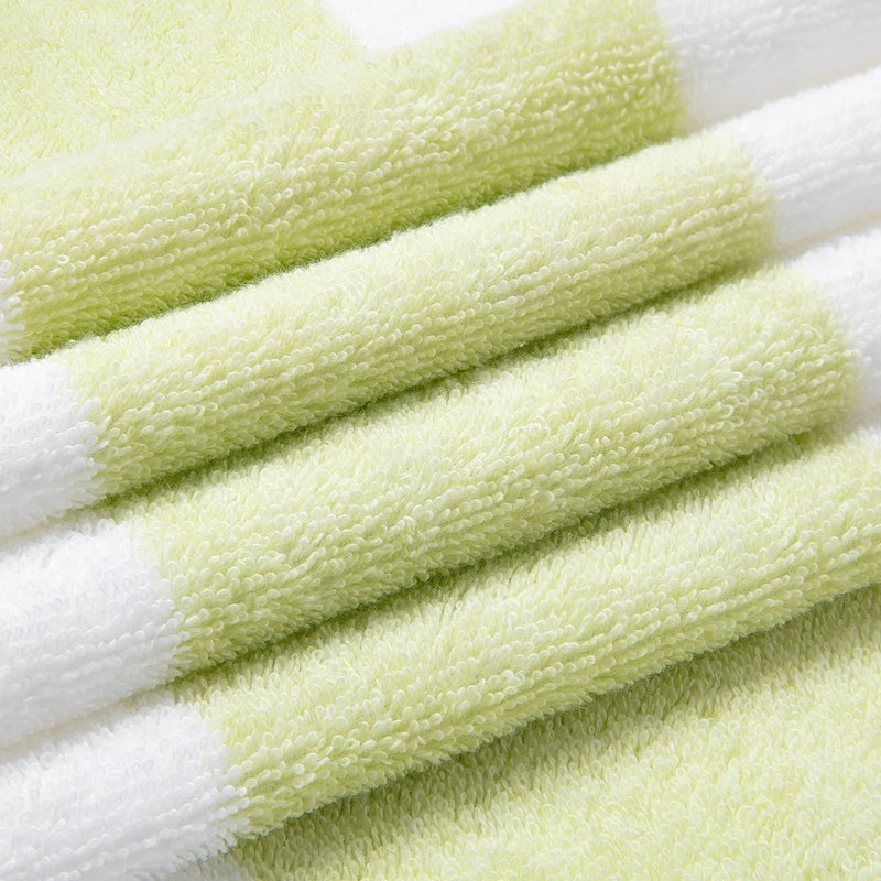 HENBAY Cotton Oversized Beach Towel - Large 70 x 35 Inch Pool Towel, Aqua Striped Quick Dry Swimming Cabana Towel - Image 2