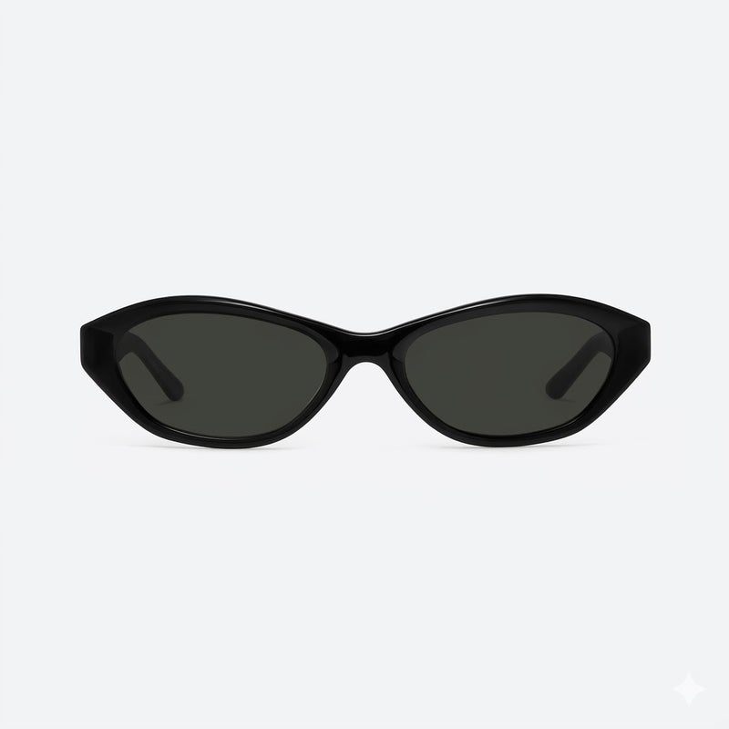 جنتل مونستر نظارات شمسية Gentle Monster Lamda Col.01 55 بتصميم عين القطة للجنسين - إطار أسود مع عدسات رمادية داكنة - Image 2