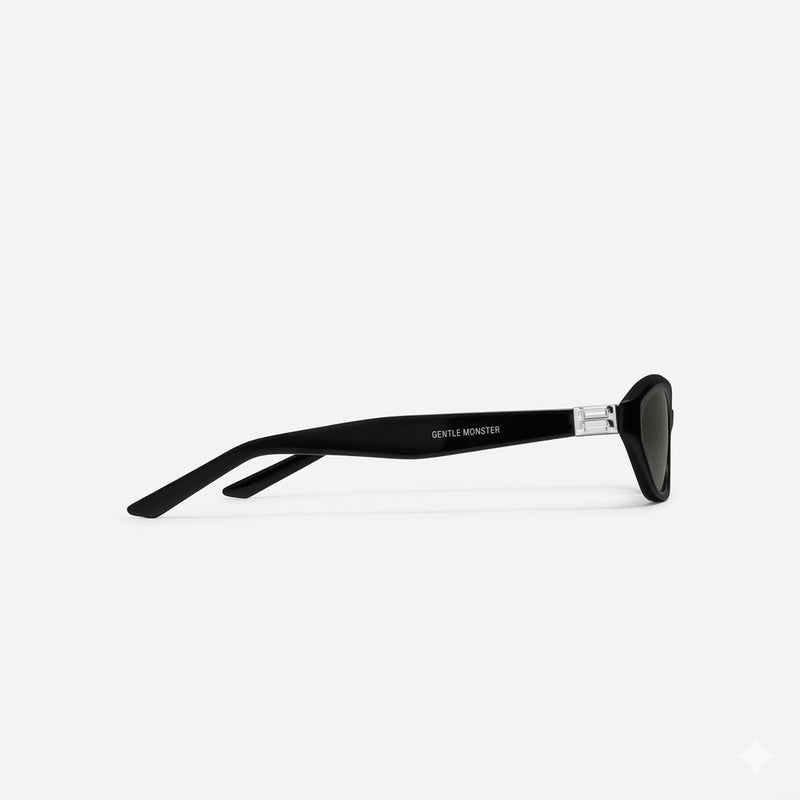 جنتل مونستر نظارات شمسية Gentle Monster Lamda Col.01 55 بتصميم عين القطة للجنسين - إطار أسود مع عدسات رمادية داكنة - Image 5