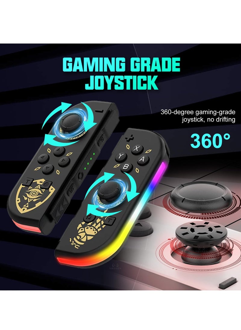 Joycon Controllers for Nintendo Switch, Replacement for Switch Controller with RGB LED, Adjustable Turbo & Vibration, Motion Control/Wake-Up/Screenshot (New Black)  - Image 4