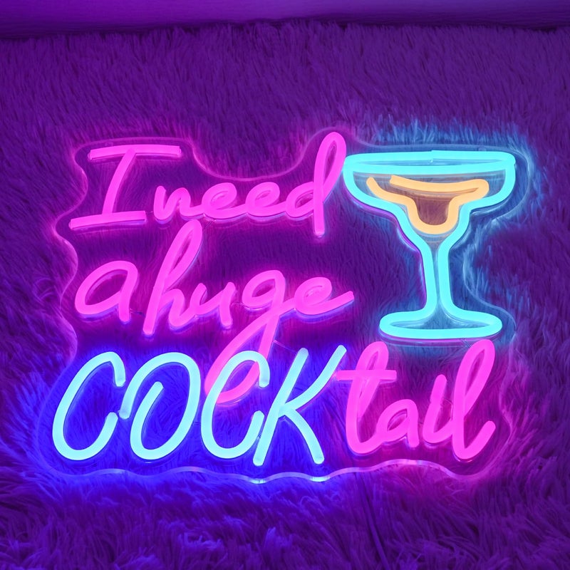 Alkkign Cocktail Neon Sign for Wall Decor Bar Neon Light I Need a Huge Cocktail LED Neon Signs Colorful Led Neon Lights for Bar Kitchen Restaurant Decoration - Image 5