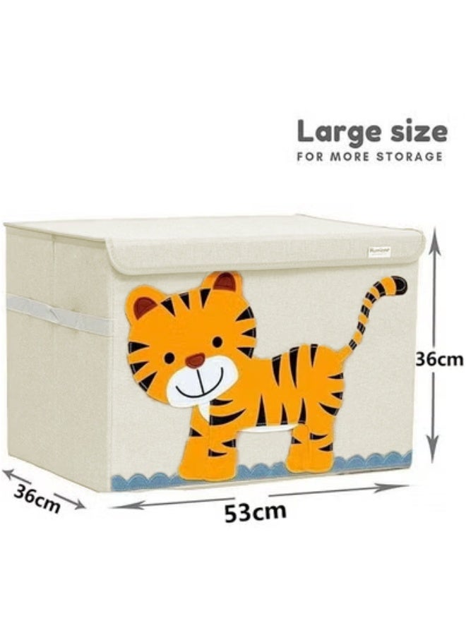 XiuWoo Toy Chest, Canvas Soft Fabric Children Toy Storage Bin Basket, With Flip Top Lid, Sturdy and Lightweight, Foldable and Detachable, Great for storing toys, books, games, clothing, baby products & more - Image 3